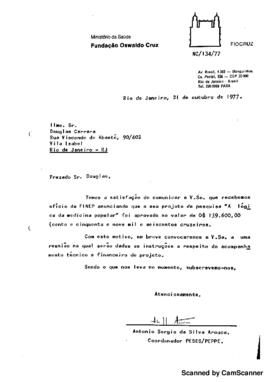 Of&iacute;cio comunicando aprova&ccedil;&atilde;o de projeto submetido ao Peppe