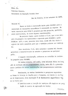 Carta de Leila de A. Linhares Barsted para Vinicius da Fonseca sobre aprova&ccedil;&atilde;o de verbas para pro...