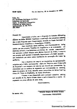 Of&iacute;cio relatando avalia&ccedil;&atilde;o de projeto de pesquisa