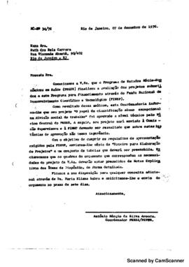 Of&iacute;cio relatando avalia&ccedil;&atilde;o de projeto de pesquisa