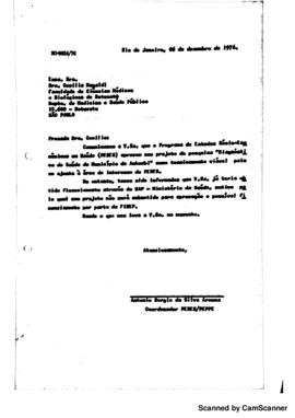 Of&iacute;cio com Resumo da avalia&ccedil;&atilde;o de projeto submetido ao programa Peses