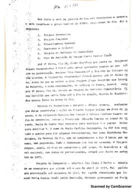 Ata de reuni&atilde;o informando sobre envio de projetos submetidos aos programas Peses e Peppe para ava...