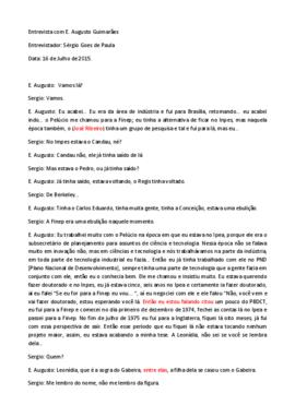 Entrevista transcrita com Eduardo Augusto Guimar&atilde;es