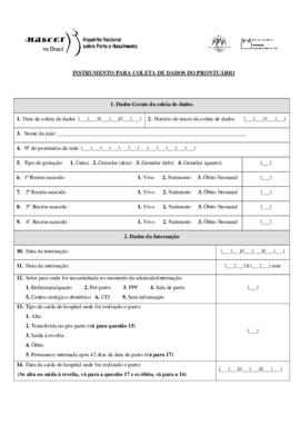 Instrumento para coleta de dados do Prontu&aacute;rio