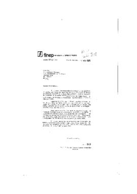 Carta de Fabio Celso Macedo Soares Guimar&atilde;es (diretor da Finep) para Vinicius da Fonseca (preside...