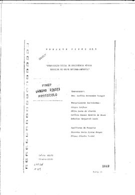 Projeto "Organiza&ccedil;&atilde;o social da assistencia m&eacute;dica dirigida ao grupo materno-infantil"