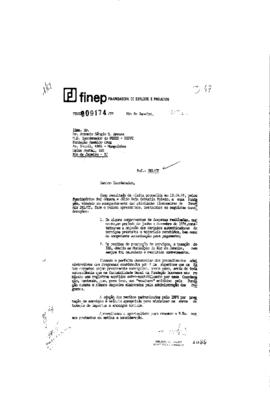 Of&iacute;cio de Delson de Vallois (Coordenador  do Departamento Financeiro da Finep ) para Antonio Serg...