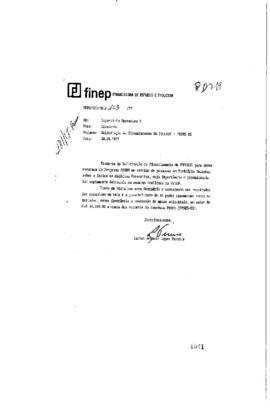 Memorando de Carlos Ant&ocirc;nio Lopes Pereira (Supervisor do Fndct) sobre a Import&acirc;ncia do apoio fina...