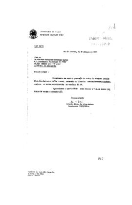 Of&iacute;cio de Antonio S&eacute;rgio da Silva Arouca (coordenador do Peses) para Abelardo Rodrigues (coordena...
