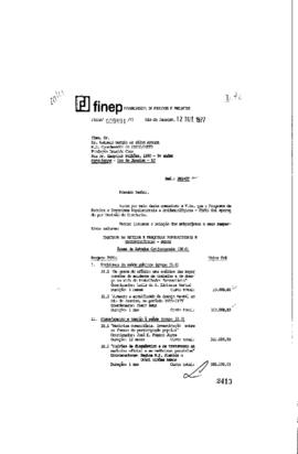 Carta de Carlos Antonio Lopes Pereira (supervisor da &aacute;rea operativa B da Finep) para Carlos Anton...