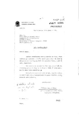 Carta de Antonio Sergio da Silva Arouca (coordenador Peses/Peppe) para Mario Machado (diretor Fin...