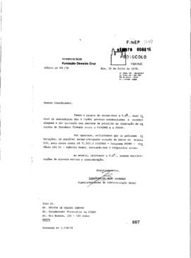 Of&iacute;cio interno da Finep enviado de Ivanildo de Barbosa (superintendente de Administra&ccedil;&atilde;o Geral Fi...