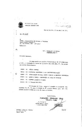 Carta de Antonio S&eacute;rgio da Silva Arouca (coordenador do Peses) contendo apresenta&ccedil;&atilde;o das contas e...