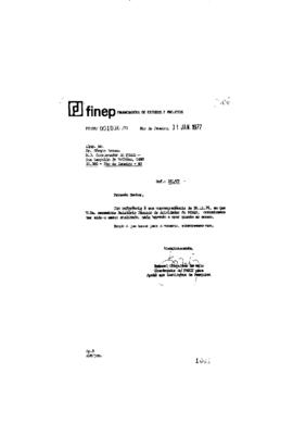 Of&iacute;cio de Emanuel Gon&ccedil;alves de Melo (coordenador do Fndct) para Antonio S&eacute;rgio da Silva Arouca (c...