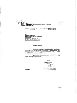 Transfer&ecirc;ncia, por parte de Delson de Valois (Chefe do Departamento Financeiro da Finep) de Cr$ 4...