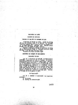 Minist&eacute;rio da Sa&uacute;de - Gabinete do Ministro: aprova&ccedil;&atilde;o da  Portaria n&ordm; 264, 08/09/1970