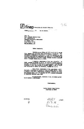 Of&iacute;cio de Carlos Antonio Lopes Pereira (supervisor do Fndct) para Guilardo Martins Alves (Preside...