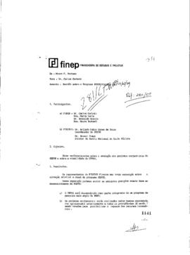 Carta de Fabio Celso de Macedo Soares Guimar&atilde;es (diretor da Finep) para Vinicius da Fonseca (pres...