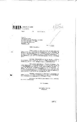 Carta de Jos&eacute; Pel&uacute;cio Ferreira (presidente da Finep) para Jos&eacute; Carlos Seixas (Secret&aacute;rio Geral do...