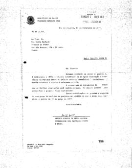 Carta de Antonio S&eacute;rgio da Silva Arouca (coordenador do Peses/Peppe) para Mario Machado (diretor ...