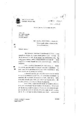 Carta de Antonio S&eacute;rgio da Silva Arouca (coordenador do Peses/Peppe) para M&aacute;rio Machado (diretor ...