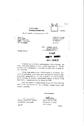 Carta de Antonio S&eacute;rgio da Silva Arouca (coordenador do Peses) para Paulo Mig&oacute;n (supervisor geral...