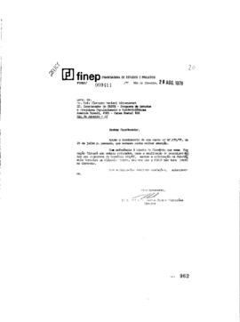 Carta de Fabio Celso de Macedo Soares Guimar&atilde;es (diretor da Finep) para Luiz Clemente Mariani Bit...