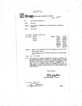 Relat&oacute;rio enviado de Rubem Gandelman (supervisor adjunto do Fndct) com solicita&ccedil;&atilde;o de financiamen...