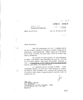 Of&iacute;cio de Vin&iacute;cius da Fonseca (presidente da Fiocruz) para Jos&eacute; Pel&uacute;cio Ferreira (presidente da F...