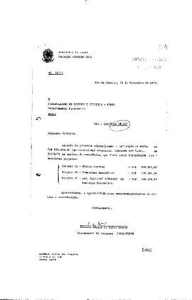 Carta de Antonio Sergio da Silva Arouca (coordenador do Peses/Peppe) oficializando a aplica&ccedil;&atilde;o de...