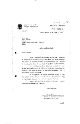 Carta de Antonio S&eacute;rgio da Silva Arouca (coordenador do Peses) para Mario Machado (diretor da Fin...